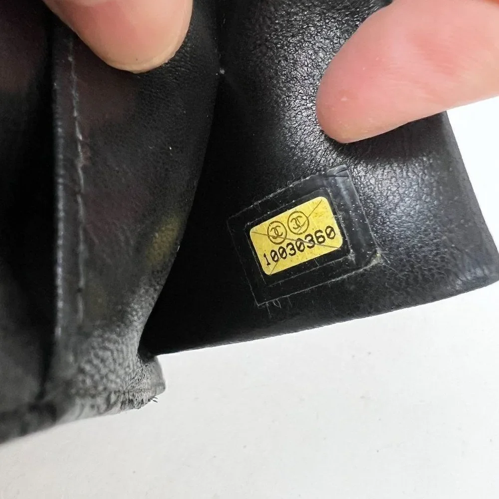 Chanel Black Caviar Leather CC Logo Long Wallet